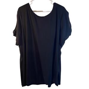 Black Scoop Neck Open Shoulder Short Sleeve Top Size 3X